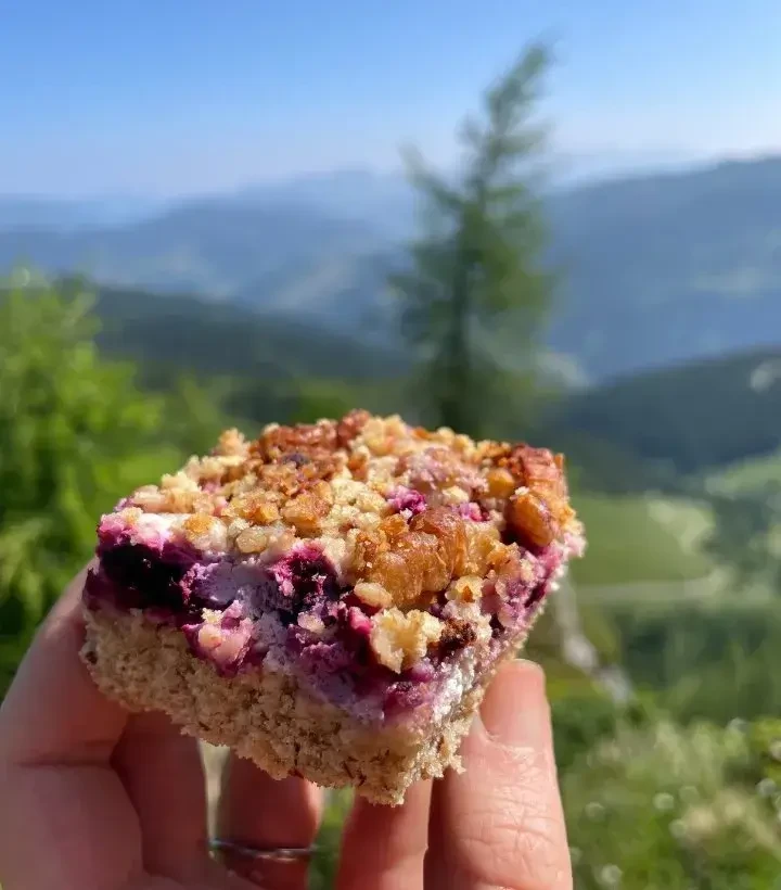 Kuchen mit Hafer und Beeren