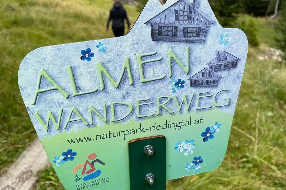 Königalm Wandern Schild Naturpark Riedingtal